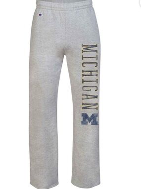 Champion Gray Sweatpants with Navy and Yellow Michigan Logo